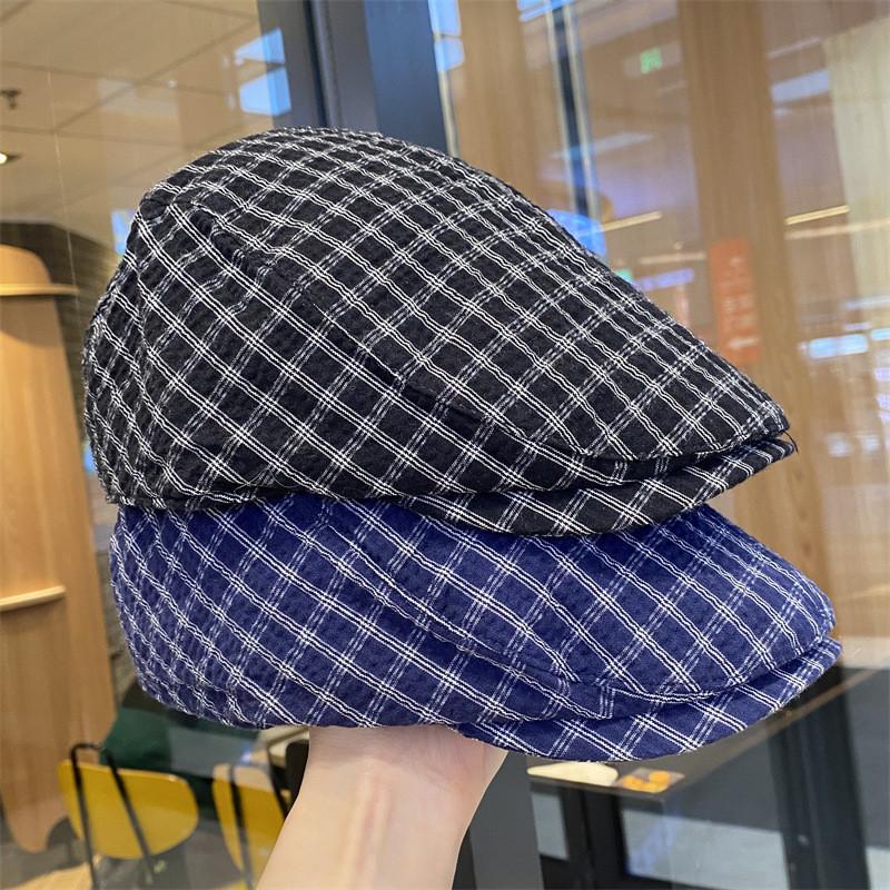 Fashion Cap Beret For Women With Grid Design And Wide Brim For Outings Casual