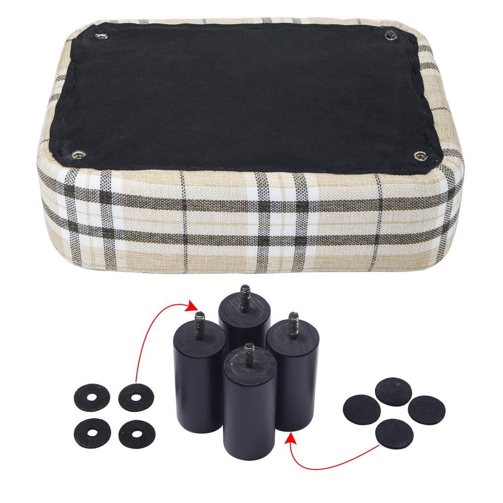 IBUYKE Ottoman Retro Striped Stool, Footstool, Rectangular, Square, Low, Non-Slip, Design, RF-BD215