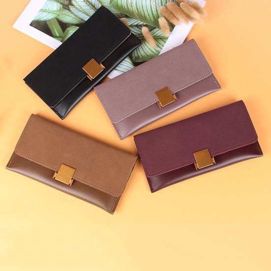 

Сплошной цвет женщин длинный кошелек карты наличных держатель из искусственной кожи клатч