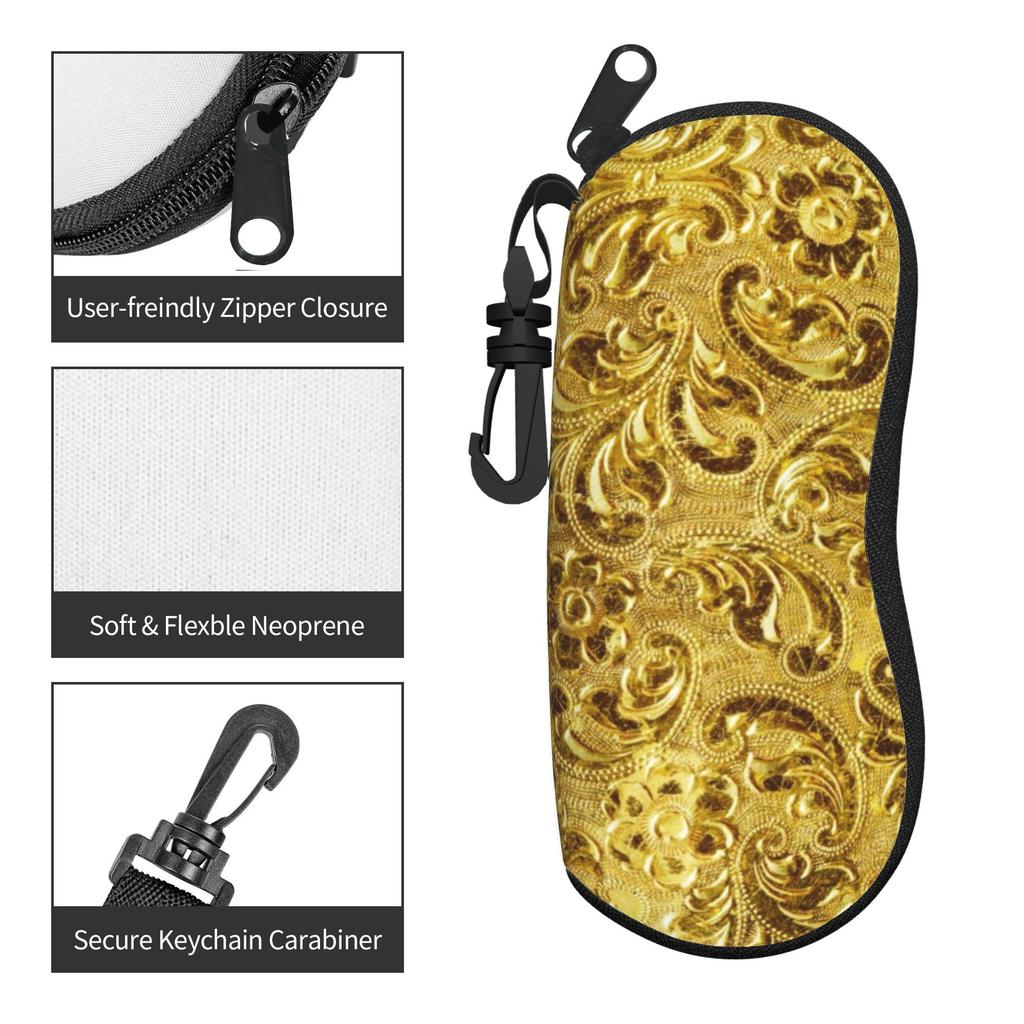 Golden Medallion Baroque Glasses Case Gifts For Girl Zipper Glasses Box Cute Eyewear Container