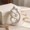 Minimalist White Art Sculpture 3D Printed Abstract Couple Embrace Statue, Heart Hollow Love Figurine, Elegant Statues for Living Room Bedroom