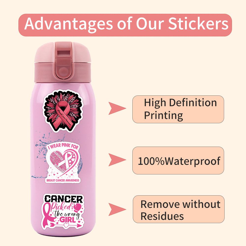 110 New Breast Cancer Graffiti Stickers Decorate Notebook Suitcase Mobile Phone DIY Stickers
