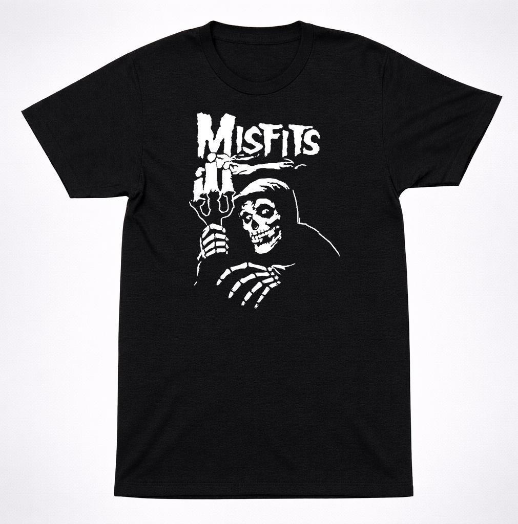 Misfits Candle Skull Horror Punk Black T-Shirt Classic Skeleton Band Tee