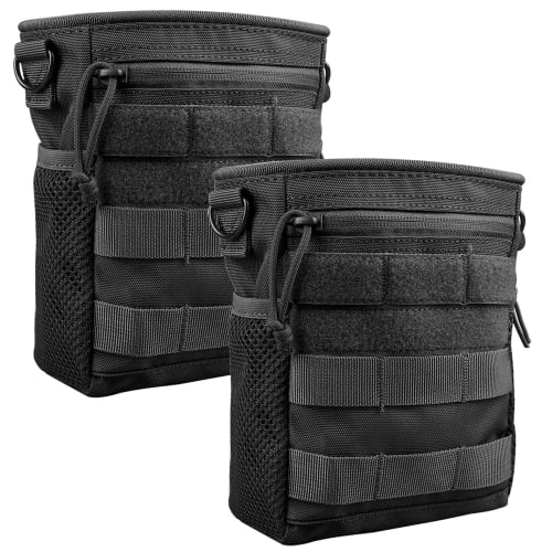 JETEDC MOLLE Dump Pouches, Military Storage Belt Bags, Pack of 2 (Black)