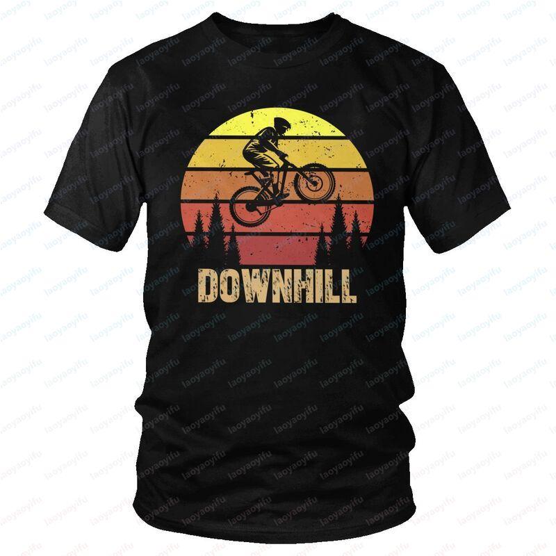 Retro Vintage Mountain Bike TShirt for Men Cotton Printing Man Tshirt Fashion Oneck Short Sleeve MTB Downhill Biking Tees Tops