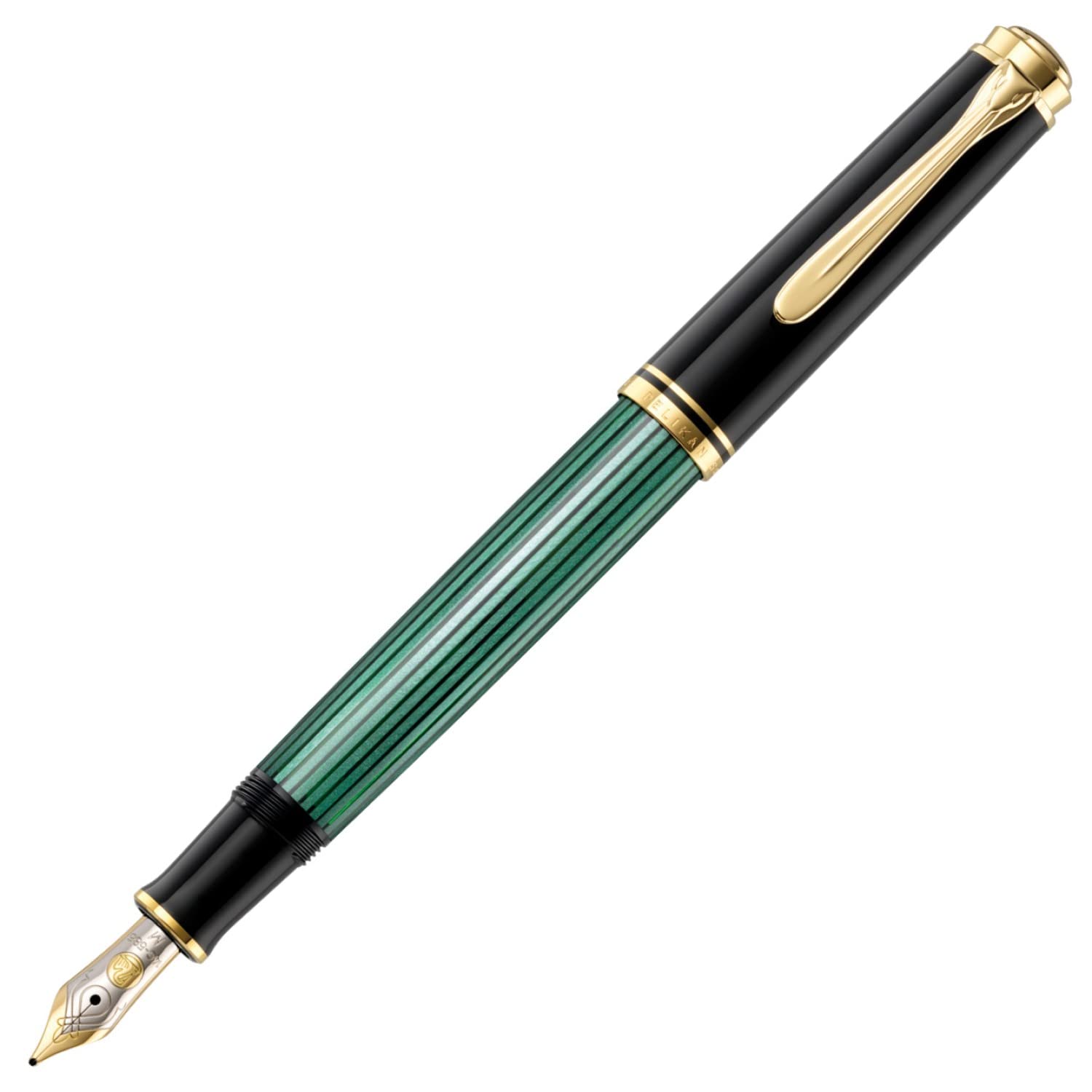 

Pelikan M400 Green Stripe Fountain Fine Officially Imported Souverän Pen, Nib,