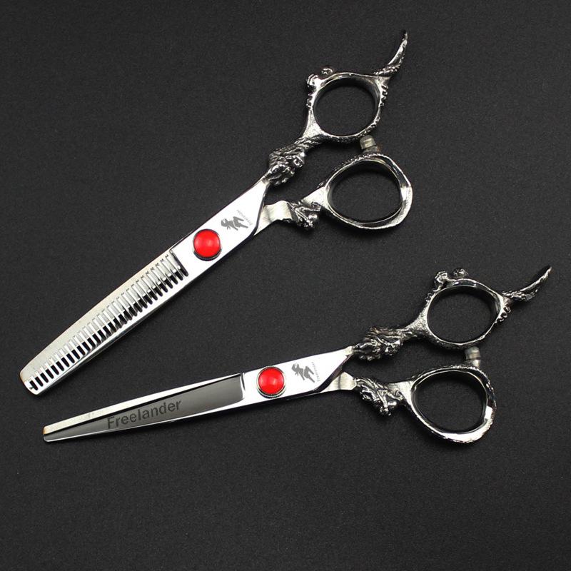 Sapphire Ruby Dragon Handle 6.0-Inch Hairdressing Scissors and Thinning Shears Sapphire Straight Shears