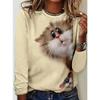 Flower Print Long Sleeved Round Neck T-shirt for Women