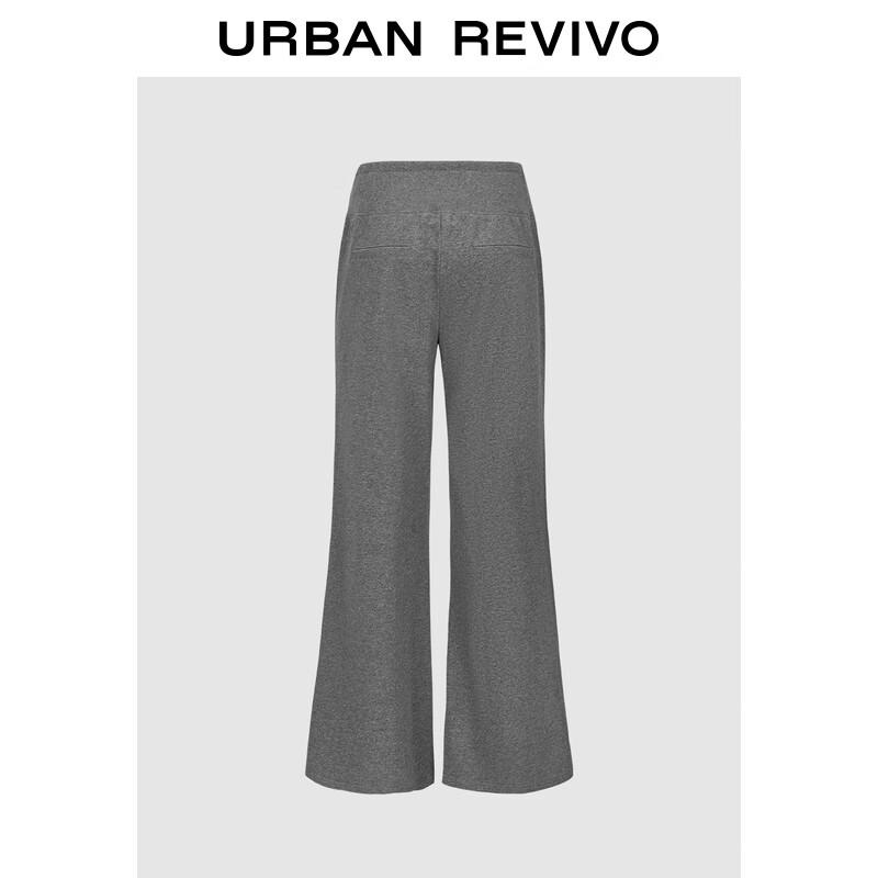 UR 2025 Autumn Women's Grey Tone Drawstring Cotton Flare Pants