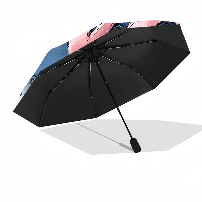 1pc Love Ribbon Automatic Open/close Umbrella, 8-Rib sturdy structure, Auto Folding/Opening, Portable Travel Umbrella for Women, c14