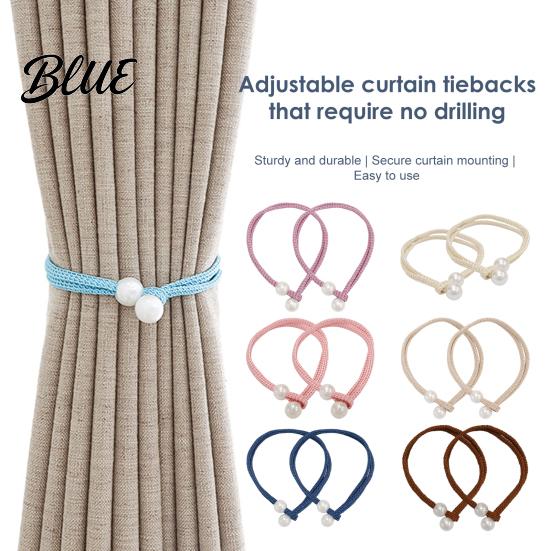 Curtain Tie 1 Durable Pearls Adjustable Rope for Drapes Pair Tiebacks Backs Faux Cord Buckle