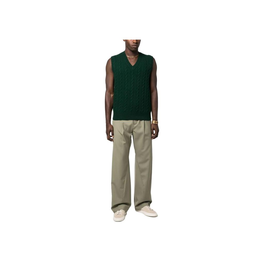 Polo Ralph Lauren Solid Color Cable Knit Sleeveless Sweater Men sweater Forest-Green 710917037-001