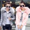 Winter Womens Jacket Parka Short Fur Collar Hooded Coat Quilted Outwear