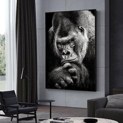 Moderne schwarze Gorilla-Leinwandgemälde, nordische Tiere, Kunstposter und Drucke, Affen-Wandbilder für Wohnzimmer, Heimdekoration