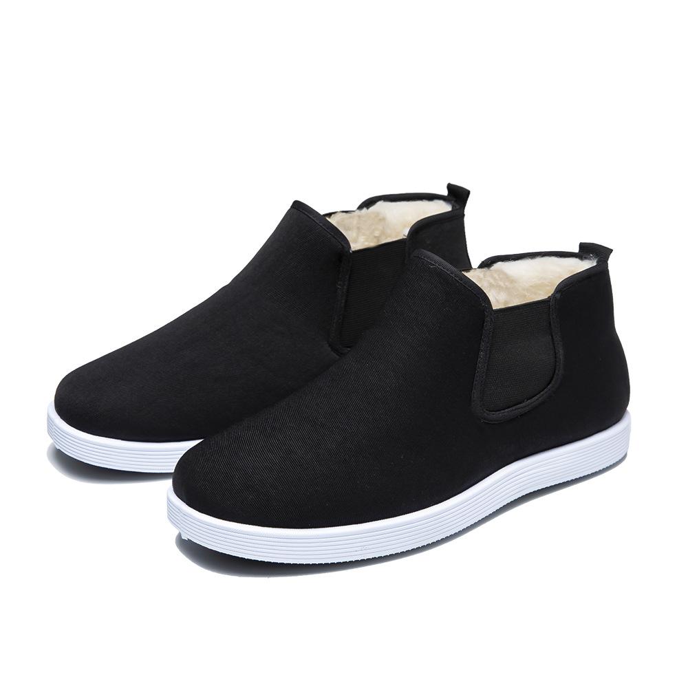 Men's shoes men's high-top Guochao men's shoes embroidered velvet thickened cotton shoes versatile casual and comfortable one-pedal men's shoes