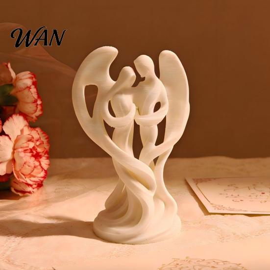 Pure White Angel Decor Mother And Child Ornaments 3D Printed Smooth Lines Versatile Home Decoration Compact Decorative Figurine Symbolizing Protection