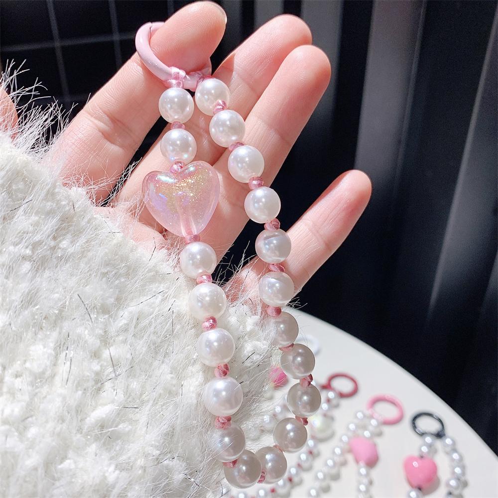 INS Charm Jewelry Pearl Lanyard Bracelet Phone Pendant Keychain for Bag Cellphone Strap Keyring Hanging Chain Buckle