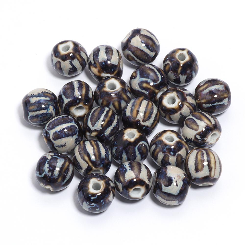 10pcs/lot 11.5mm Retro Pumpkin Ceramic Beads Loose Spaced Striped Beads For Handmade Bracelet Making DIY Exquisite Necklace Gift
