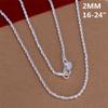 Fashion Unisex Silver Plated Twisted Rope Chain Necklace Delicate Trendy Temperament Classic Jewelry Gift for Women And Girls