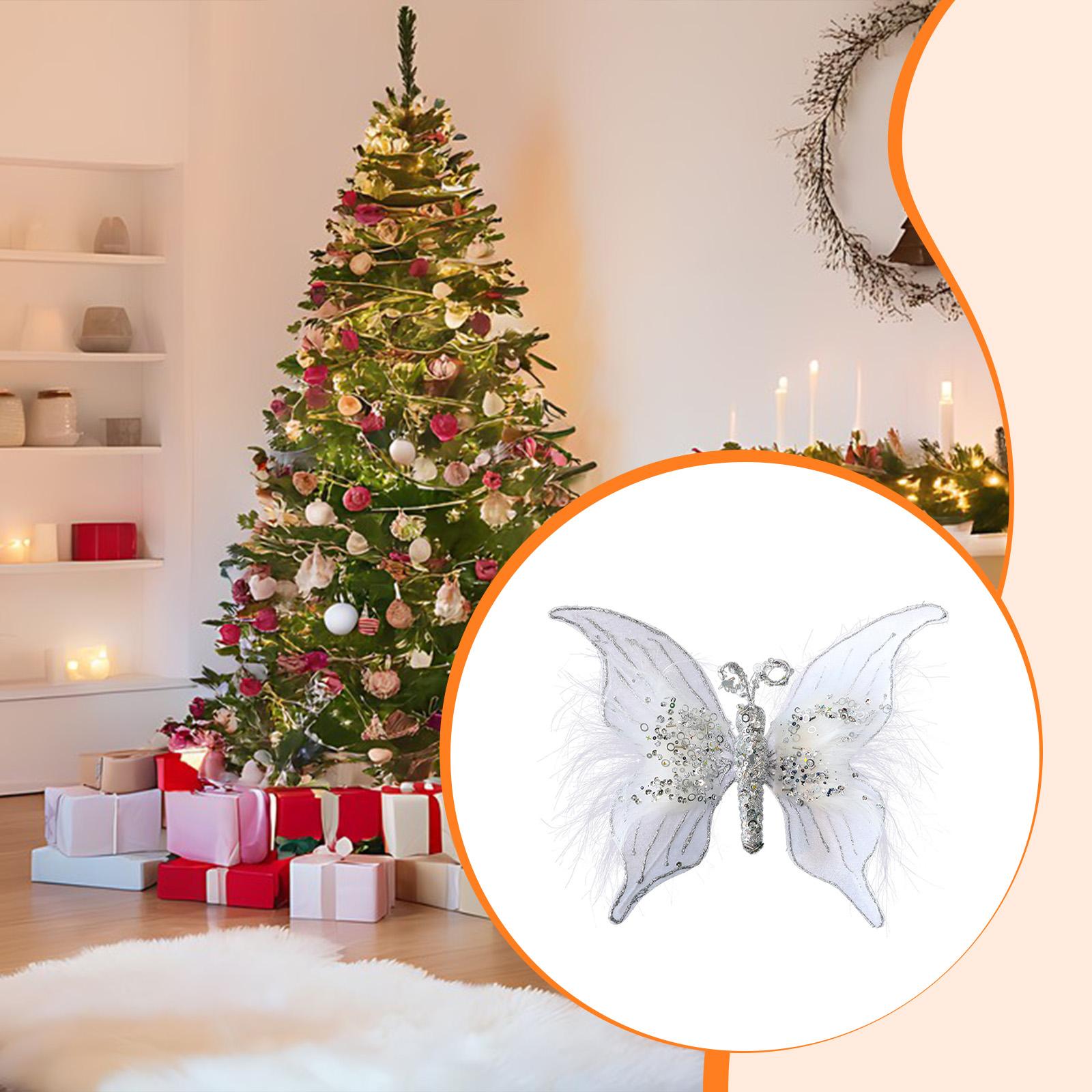 

Artificial Butterfly Decoration Xmas Tree Decor Display Art Creative Fashion Butterfly Ornament for DIY Holidays Anniversary серебряный