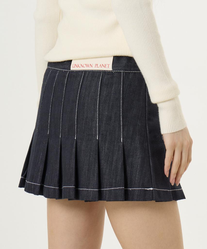 Unknown Planet Pleated Mini Skirt Indigo
