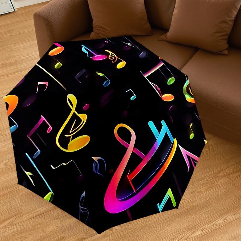 1PC music notesAutomatic Open/Close Umbrella with Windproof, 8-Rib Sturdy Canopy, Durable Ribs, Fashionable Design, Outdoor Accessory, Fun Prin, Holid