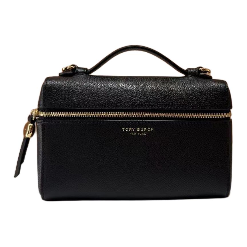 

Tory Burch Romy Double Zipper Adjustable Detachable Shoulder Strap Leather Handbag Women handbags Black 178948-001 Basic Set (Bag+Dust Bag)
