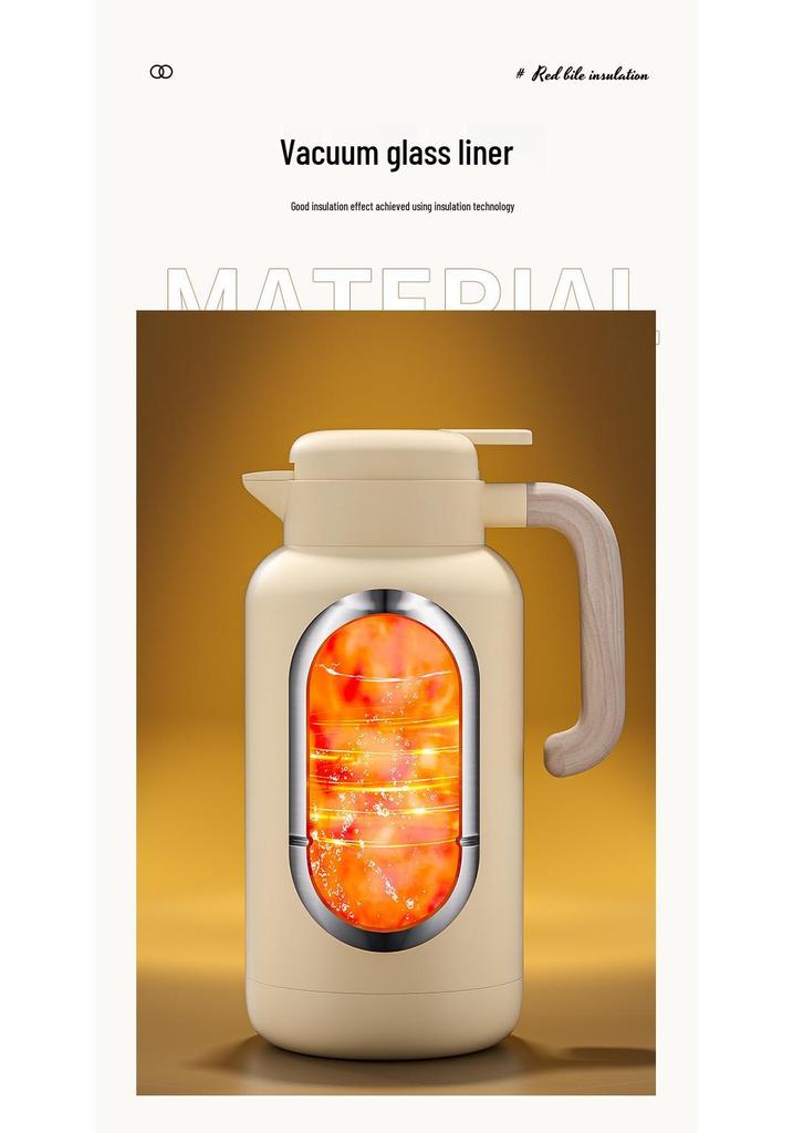 Insulated Glass Liner Thermos Flask - Large Capacity Kettle for Kitchen and Living Room.