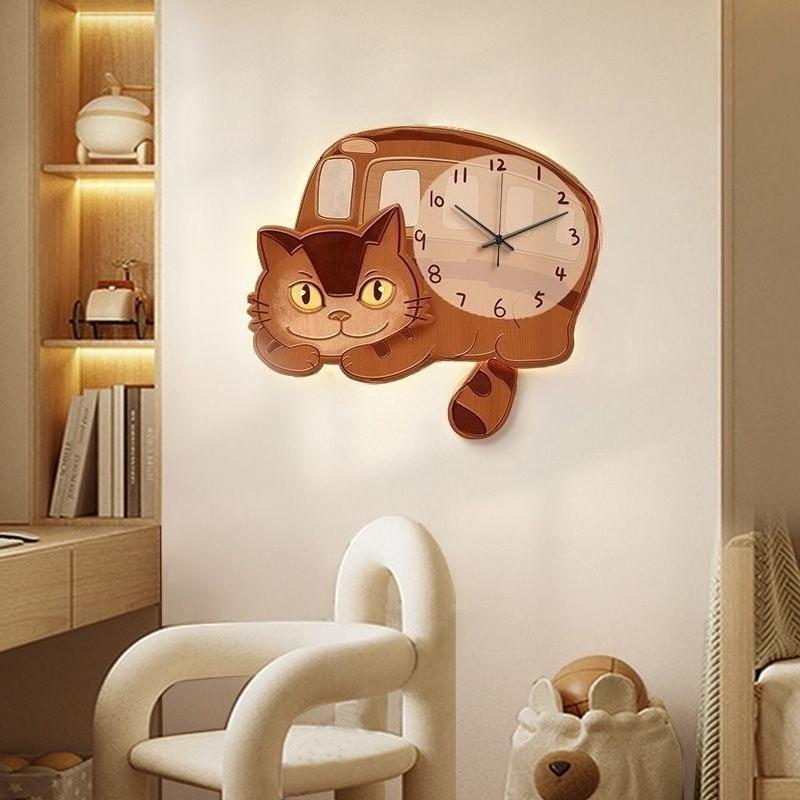 Cartoon Wall Clocks Living Room Pendulum Wall Watch Noiseless Mechanism Interior Modern Cat Clock Home Interior Decoration