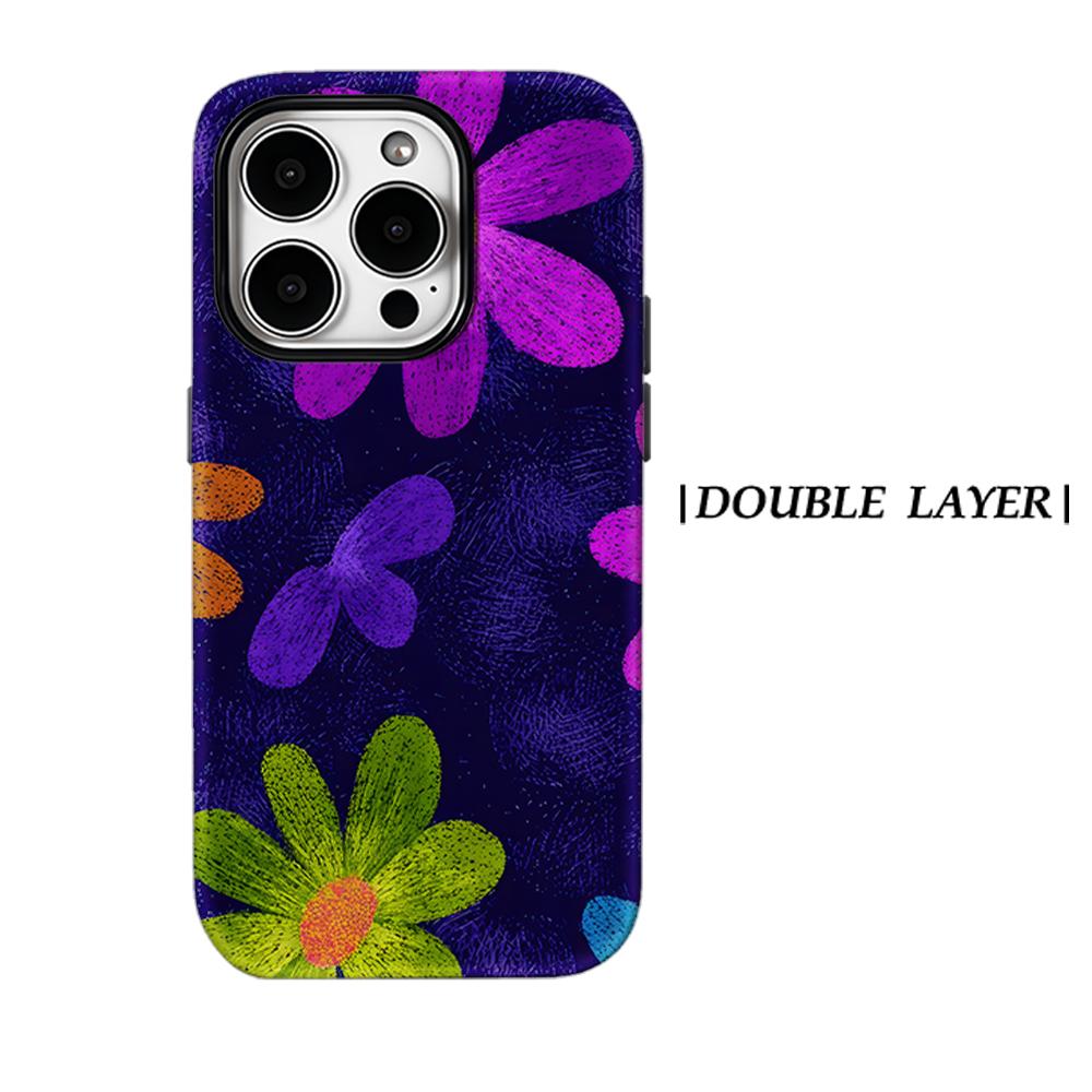 Neon Painted Daisies Phone Case for IPhone 17AIR 16E 16 15 14 13 12 11 17 Pro Max Plus Double-layer Back Cover