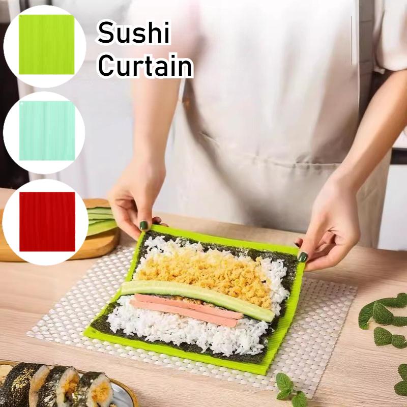 Silicone Hand Roll Sushi Rolling Curtain Mold Easy To Clean No Mildew Sushi Mat Portable Rice Vegetable Sushi Roll Tools