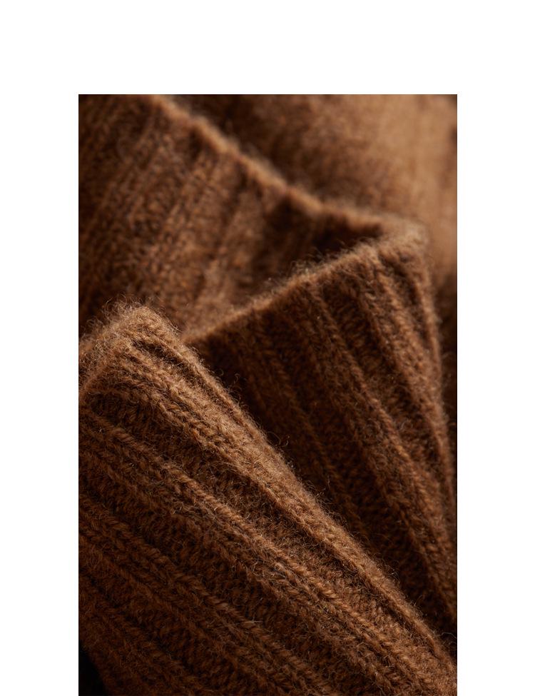 Warm Wool Cashmere Round Neck Sweater - Seamless Solid Color Loose Fit Pullover