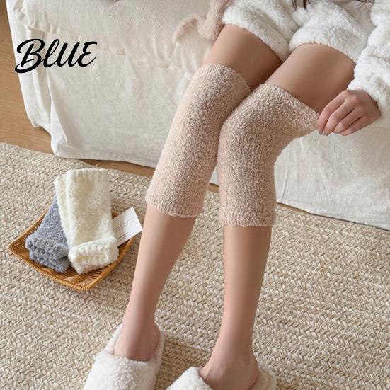 Thermal Cold Protection Socks Thickened Knee Sleeve for Women Winter Warm Coral Fleece Leg Warmers Breathable Soft Fluffy Bed Pads Skiing