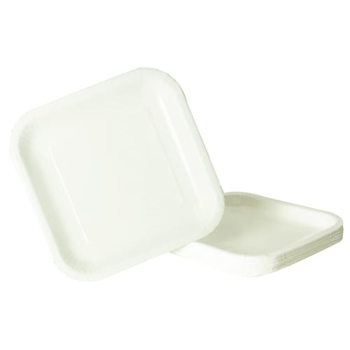 Strix Design Paper Plates, Square, 24-Piece Set, White, Approx. 9.8 X 9.8 X 0.6 Inches (23 X 23 X 1.7 Cm), Water-Resistant and Oil-Resistant, Disposab