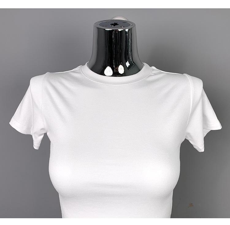South Korea's Dongdaemun Summer Slimming Crop Top - Sexy Short Sleeve Round Neck Tee for Women