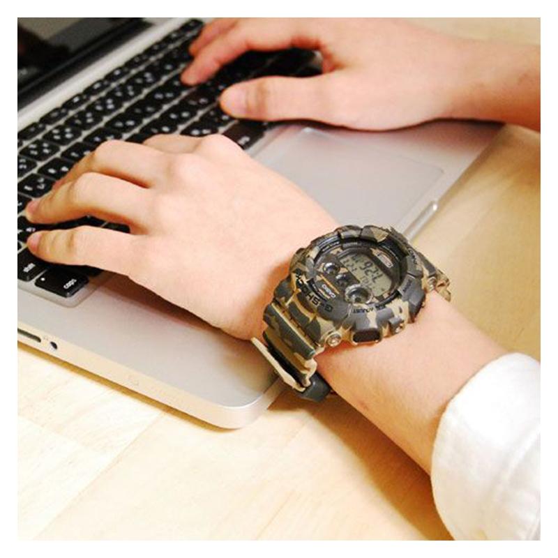 Casio DIGITAL Series-three Eyes, Camouflage Shockproof and Waterproof Movement, Quartz Movement, Resin Strap, Japanese and Korean Watch, GD-120CM-5