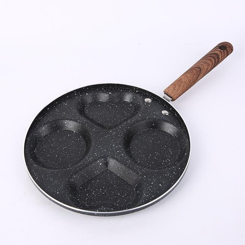 4-Hole Cast Iron Nonstick Mini Frying Pan Eggs Dumplings Pancakes Breakfast Set