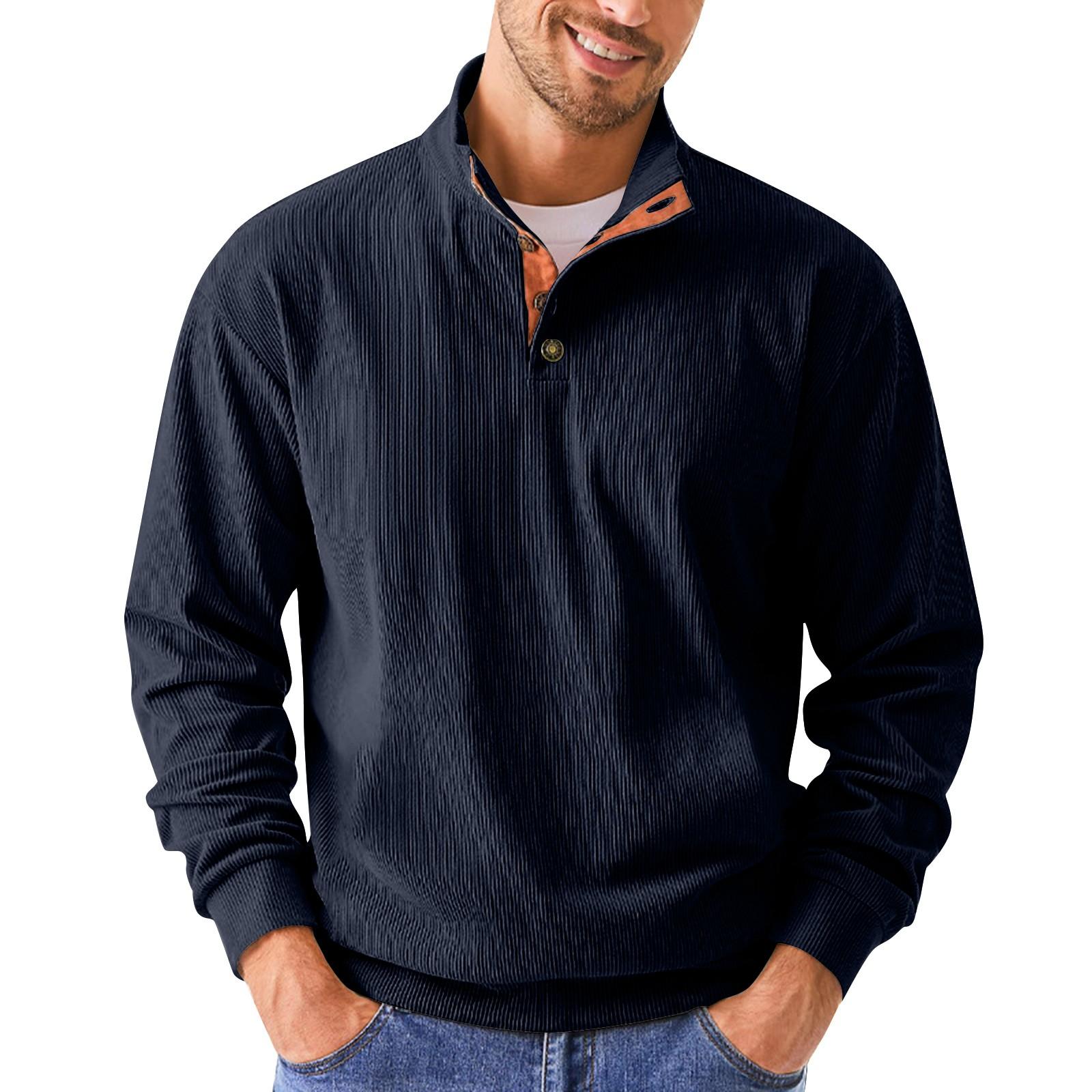 

Весенняя и мужская толстовка с воротником-стойкой — это повседневные свитера для активного отдыха, топы XL тёмно-синий