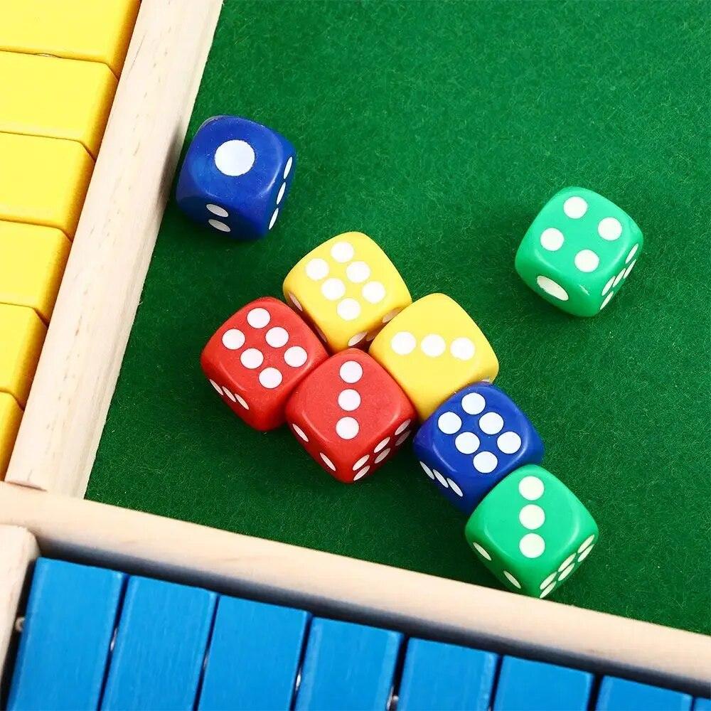 4 Player Wooden Shut The Box Dice Games Classics Close The Box Game for Adults Kids Family Classroom Home Party or Pub