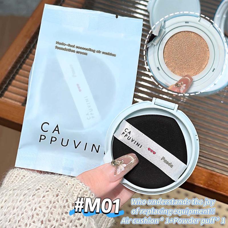 Cappuvini Matte Silky Moisturizing Concealer Air Cushion Natural Makeup Holding Water Resistant Cream Cushion Skin Foundation