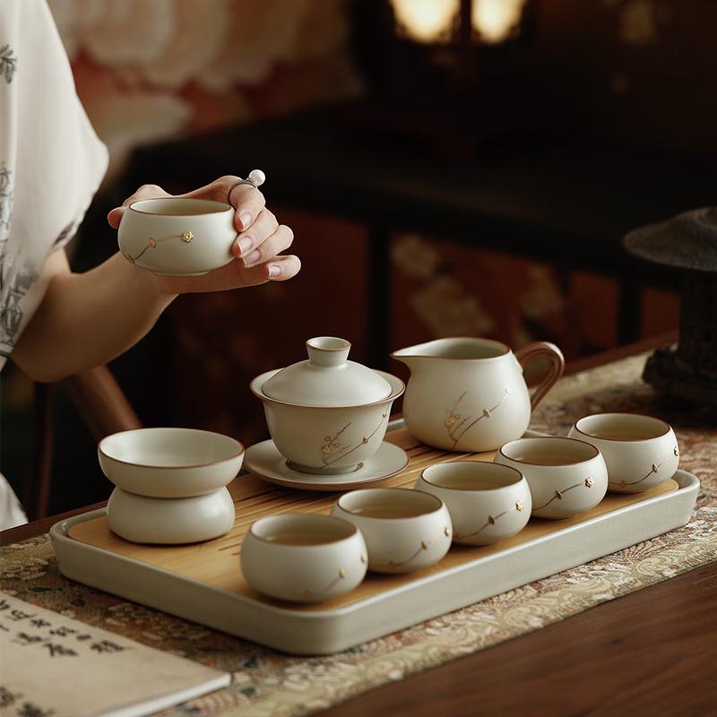 Handcrafted Ru Kiln Mended Ceramic Teapot Set with Xishi Pot