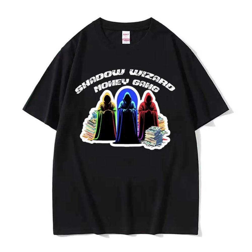 Schattenmagier Lustiges T-Shirt Hodenverdrehung Meme Grafik T-Shirt Männer Frauen Retro Gothic Übergroßes Kurzarm-T-Shirt Tops
