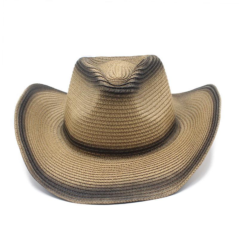 Cowboy Style Straw Hat With Wide Brim For Outdoor Sun Protection And Casual Wear