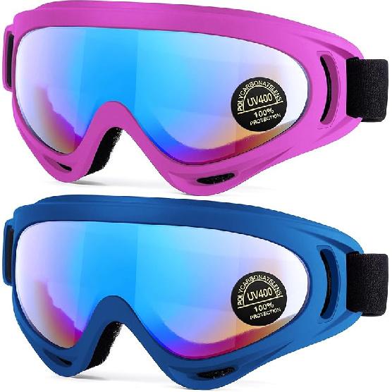 Kids Motorcycle Goggles - 2-Pack Dirt Bike Off-Road Racing Goggles For Boys & Girls