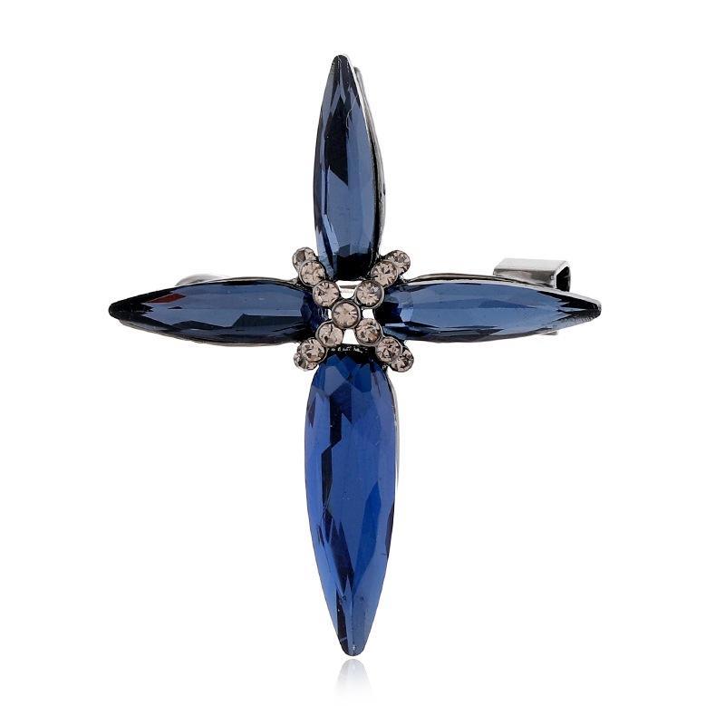 Cross Crystal High-end Brooch Femininity Versatile Simple Pin Anti-light Brooch Light Luxury Suit Accessories