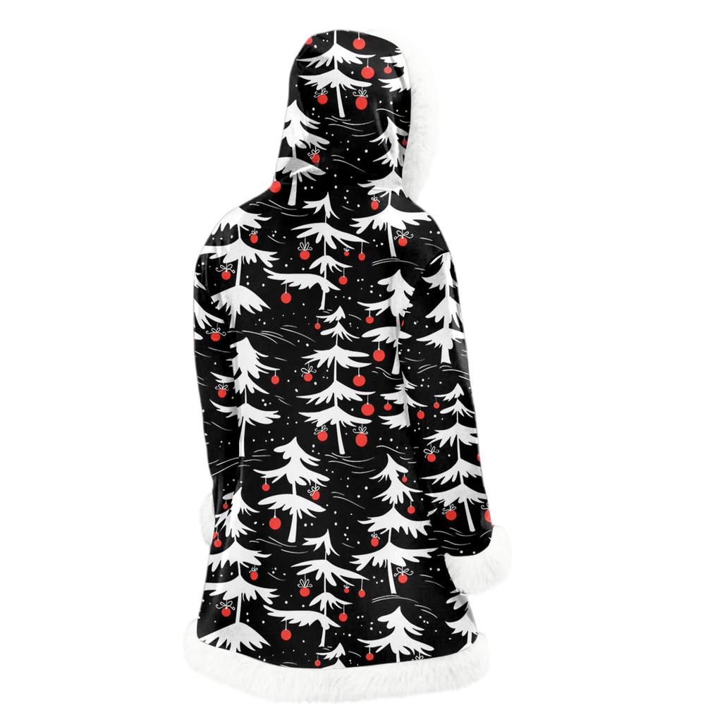 Men's Christmas Long Hooded Cardigan With Pockets Warm Jacket