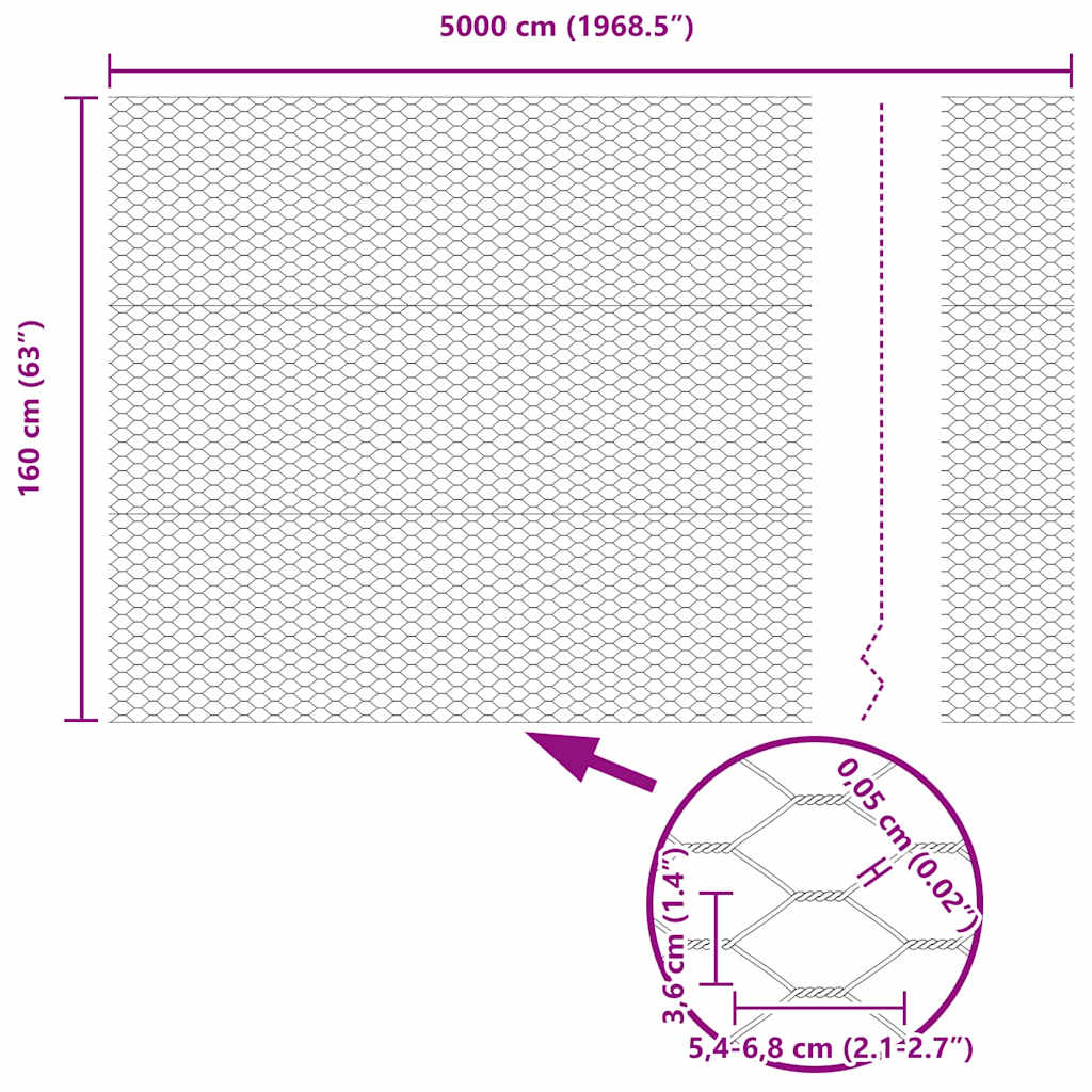 Hexagonal Fence Silver 1.6 X 50 M Galvanized Steel