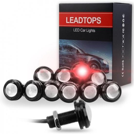

10Pcs 18mm 12V Red Eagle Eye LED Car Fog DRL Daytime Running Light Backup R
