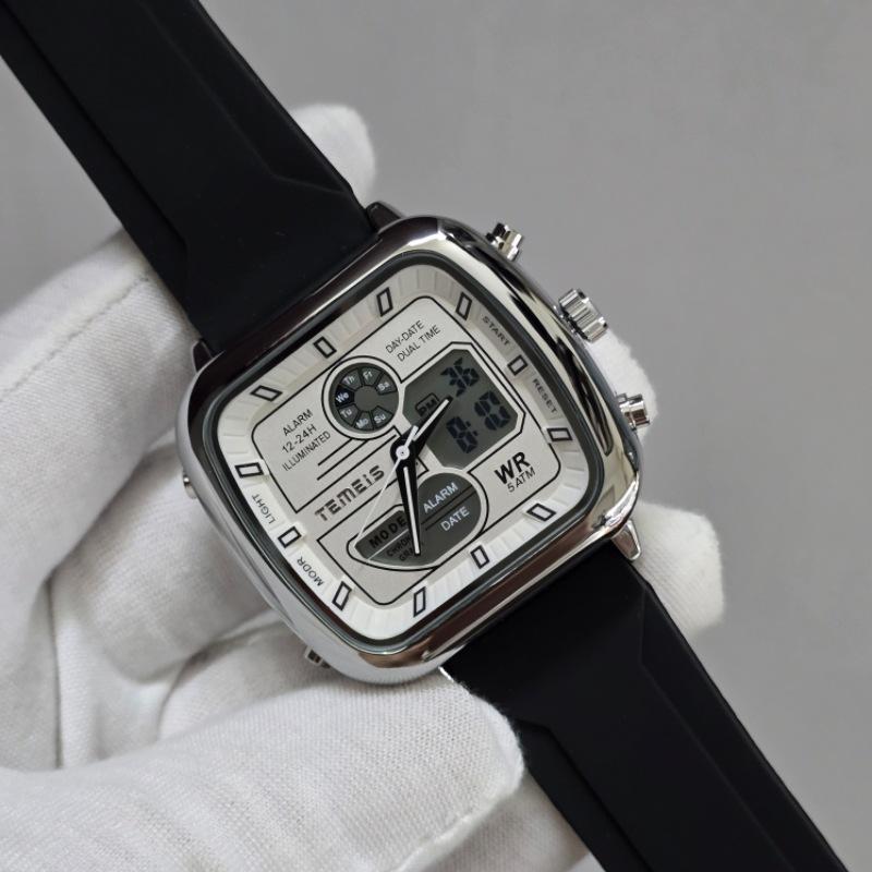 Temeis Men'S Watch Fashion Waterproof Luminous Outdoor Sports Electronic Watch Personalized Watch Double Display