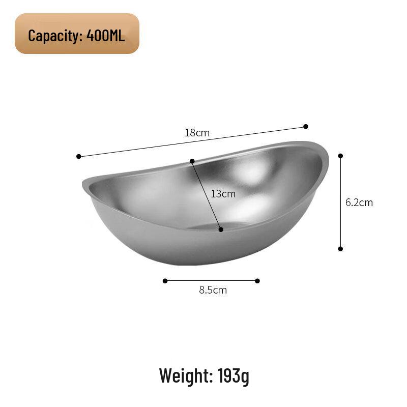 18cm Stainless Steel Boat-Shaped Serving Bowl